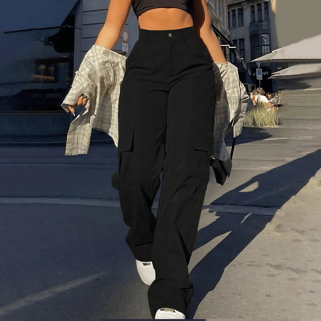 Pantalon cargo taille haute pour femme