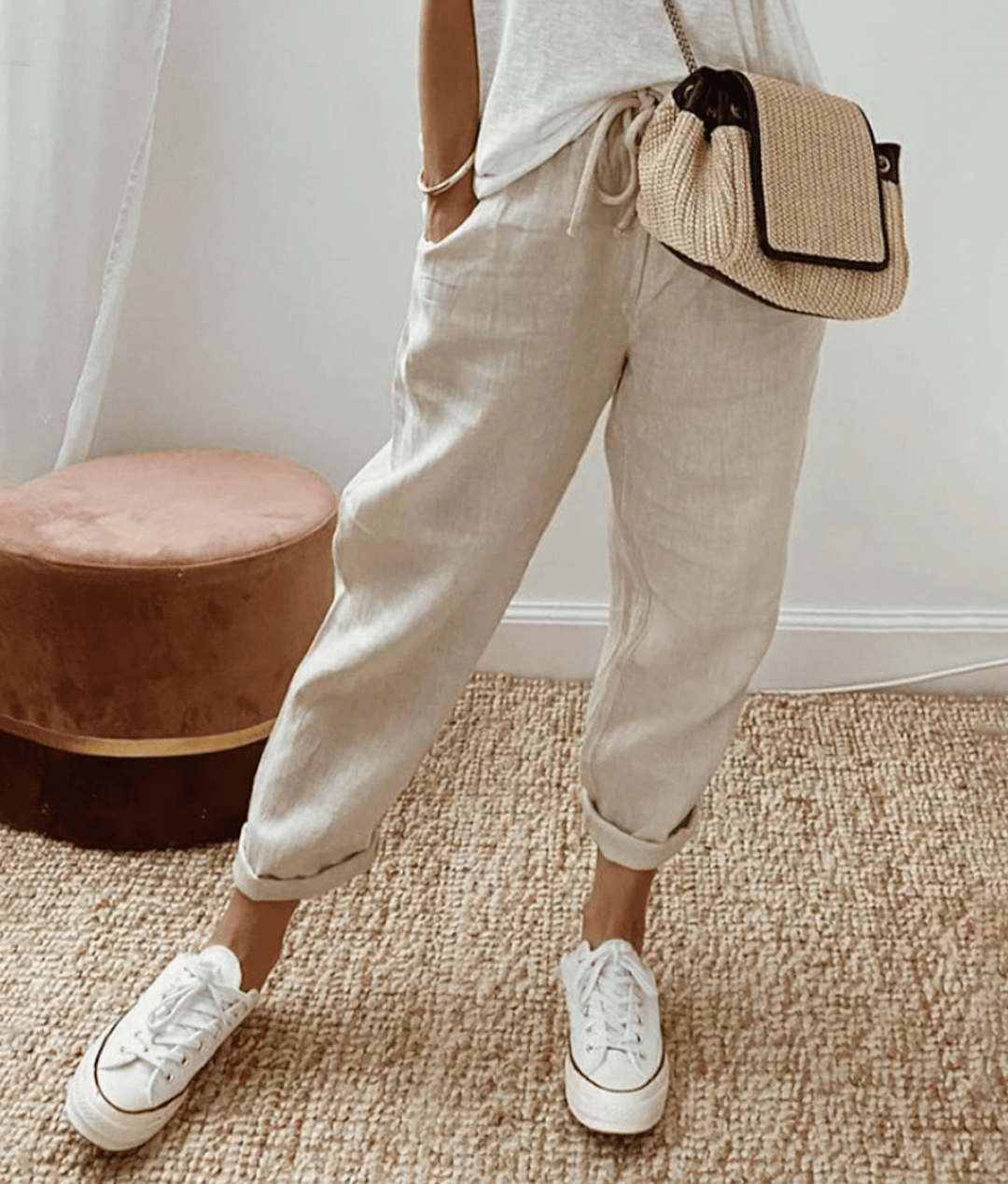 Pantalon casual en lin