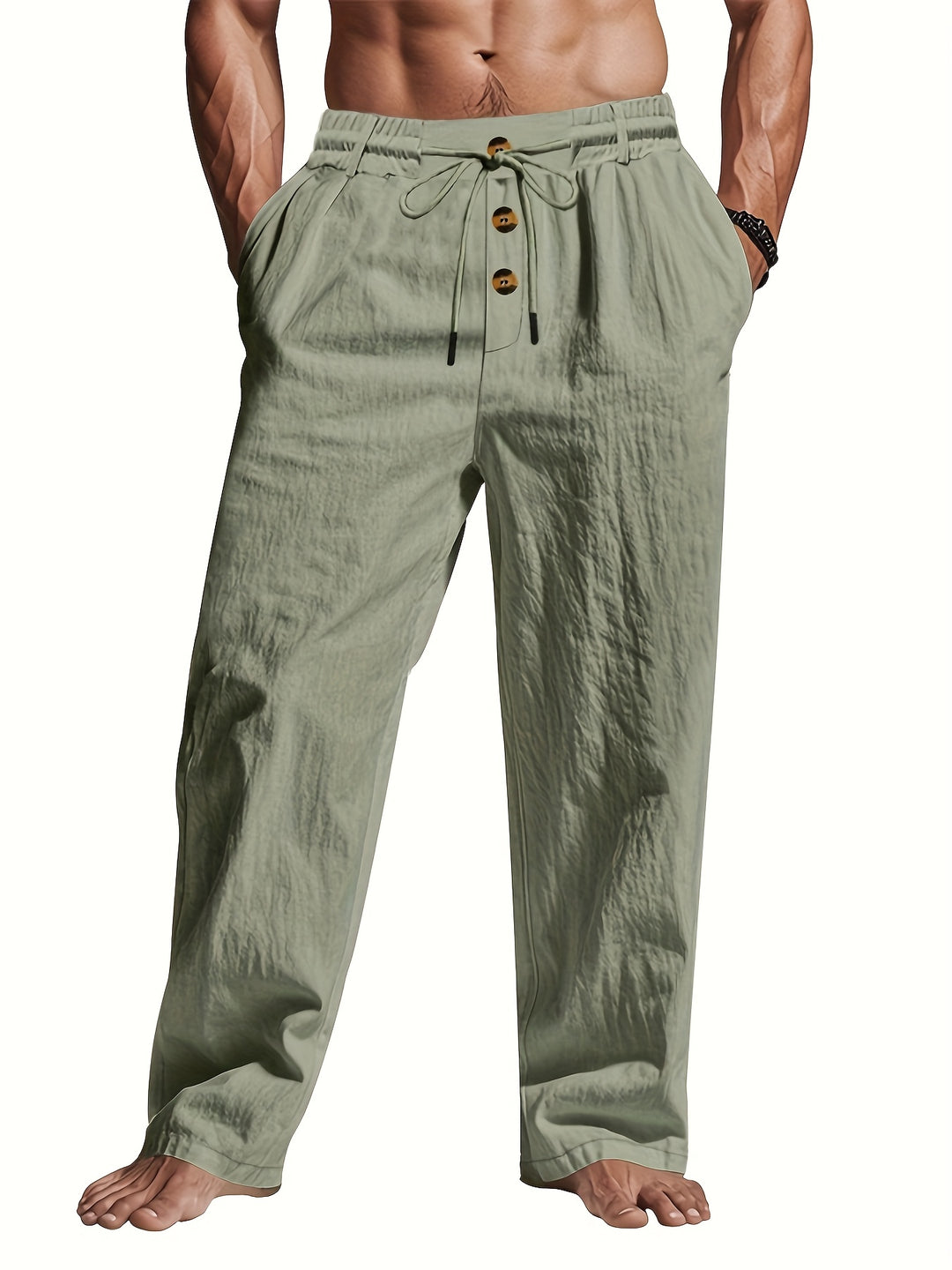 Pantalon chino ample à cordon de serrage pour homme