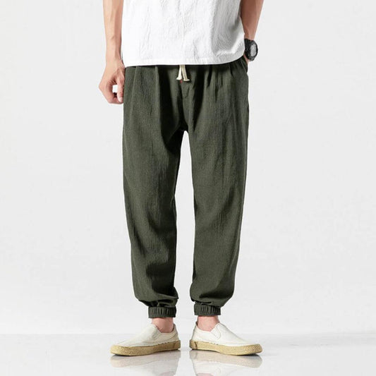 Pantalon confortable en coton et lin pour homme – Léger pour un usage quotidien