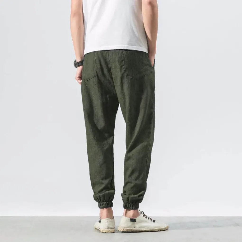 Pantalon confortable en coton et lin pour homme – Léger pour un usage quotidien