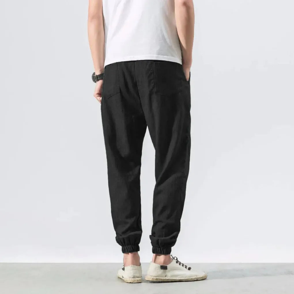 Pantalon confortable en coton et lin pour homme – Léger pour un usage quotidien