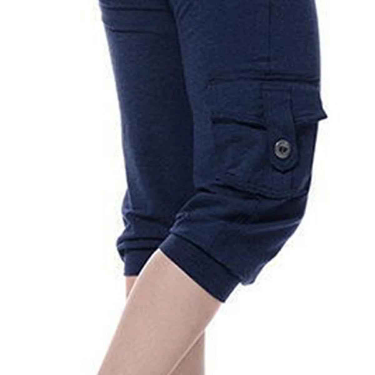 Pantalon corsaire femme à taille élastique