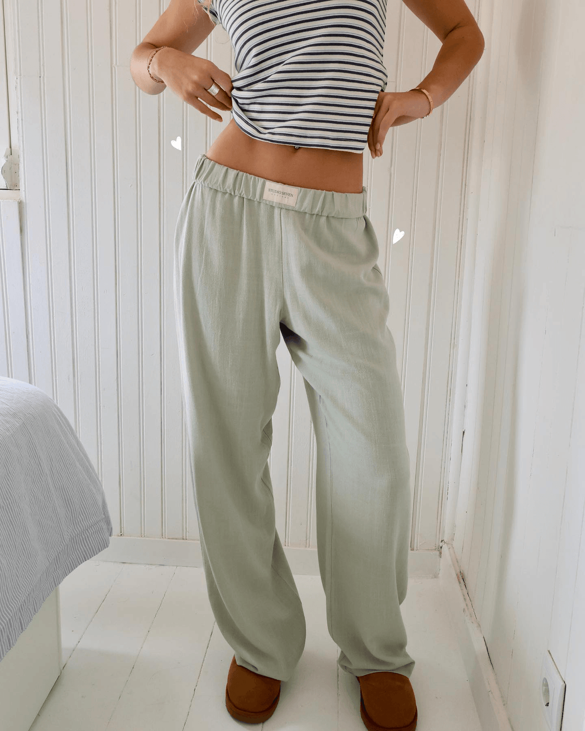Pantalon d'intérieur pour femme coupe décontractée avec taille élastique, doux, léger et confortable avec poches latérales pour un confort ultime