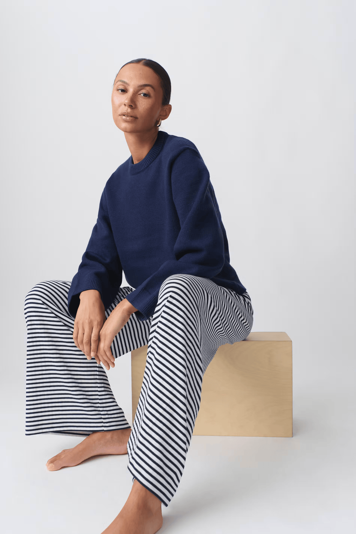 Pantalon d'intérieur rayé à taille coulissée pour femme