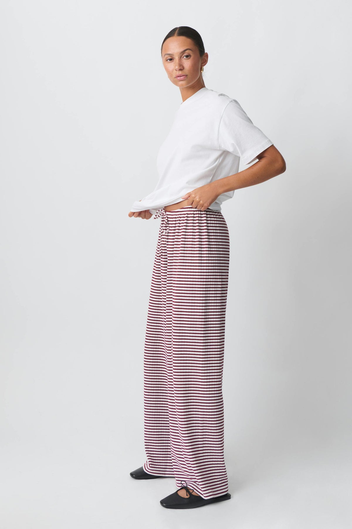 Pantalon d'intérieur rayé à taille coulissée pour femme