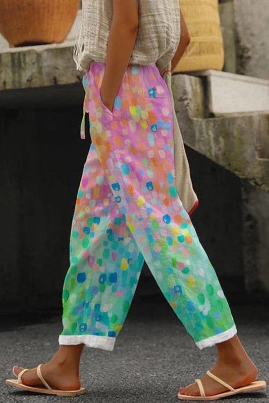 Pantalon décontracté imprimé original à poche boutonnée
