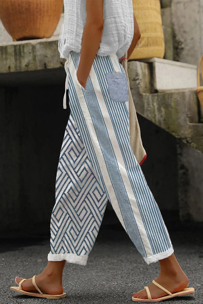 Pantalon décontracté imprimé original à poche boutonnée