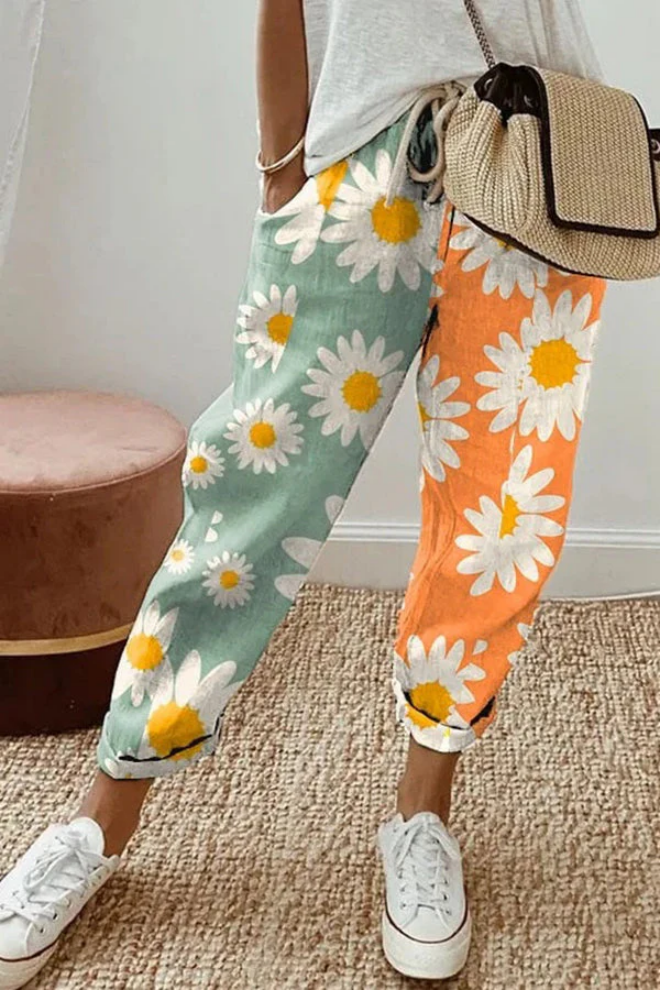 Pantalon décontracté imprimé original à poche boutonnée