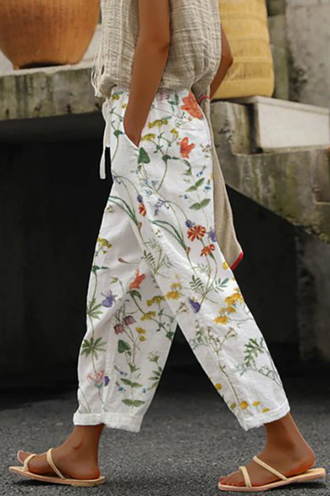 Pantalon décontracté imprimé original à poche boutonnée