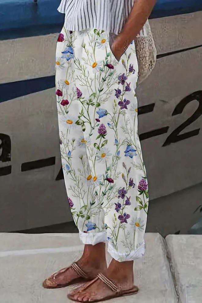 Pantalon décontracté imprimé original à poche boutonnée