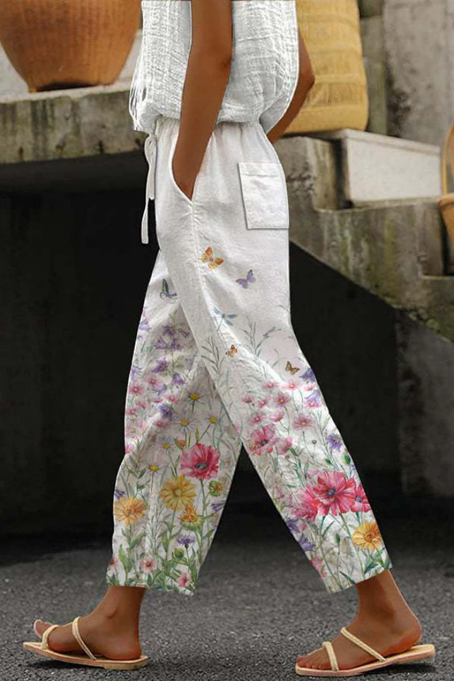 Pantalon décontracté imprimé original à poche boutonnée