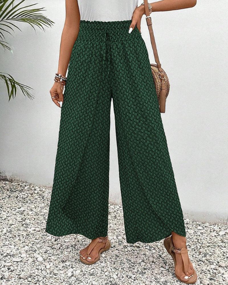 Pantalon décontracté léger et fluide à jambes larges et taille élastique