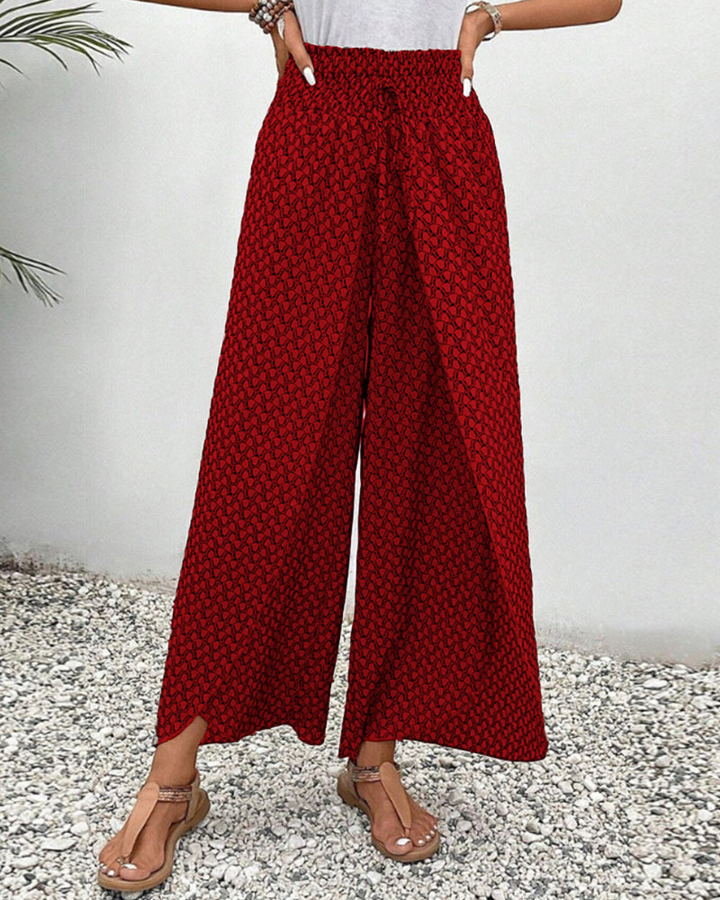 Pantalon décontracté léger et fluide à jambes larges et taille élastique