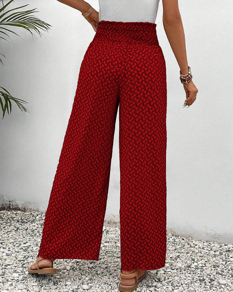 Pantalon décontracté léger et fluide à jambes larges et taille élastique