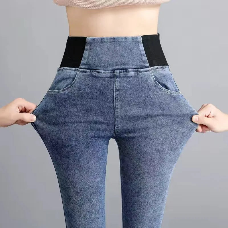 Pantalon en jean taille haute pour femme