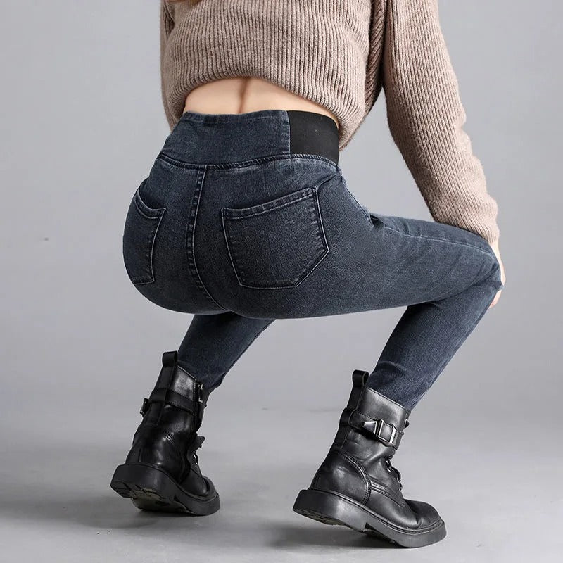 Pantalon en jean taille haute pour femme