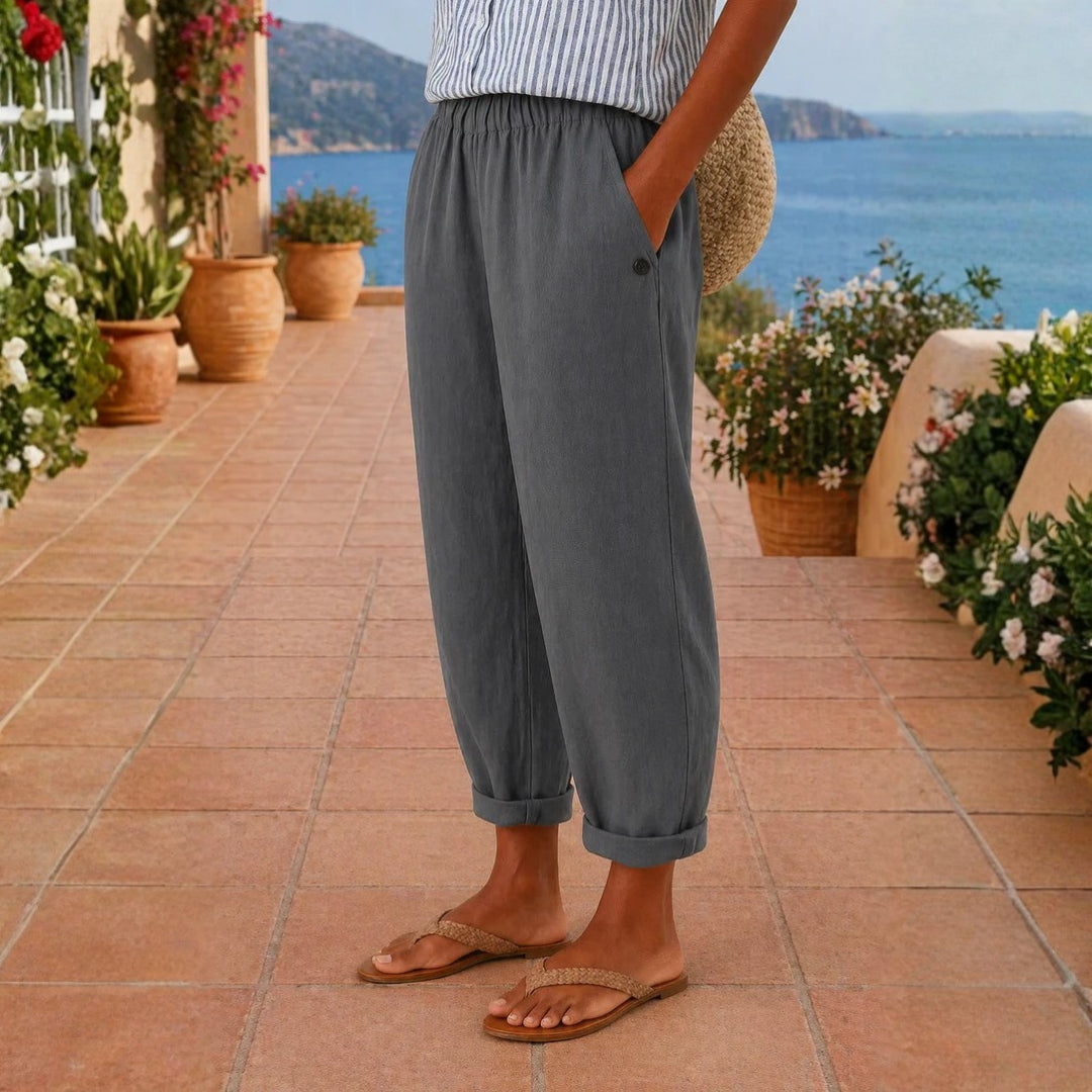 Pantalon en lin aéré et ample pour femme