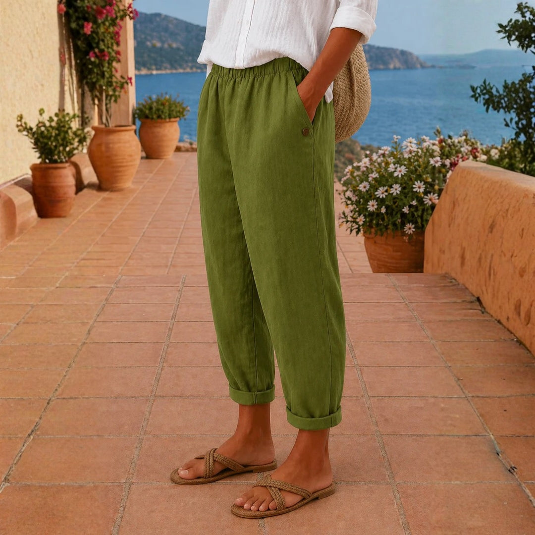Pantalon en lin aéré et ample pour femme