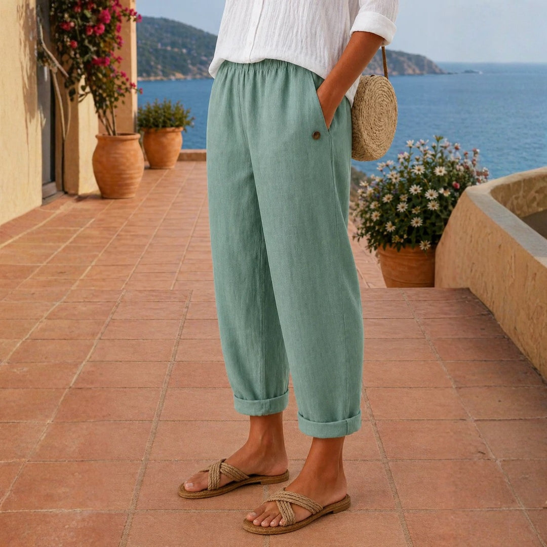 Pantalon en lin aéré et ample pour femme