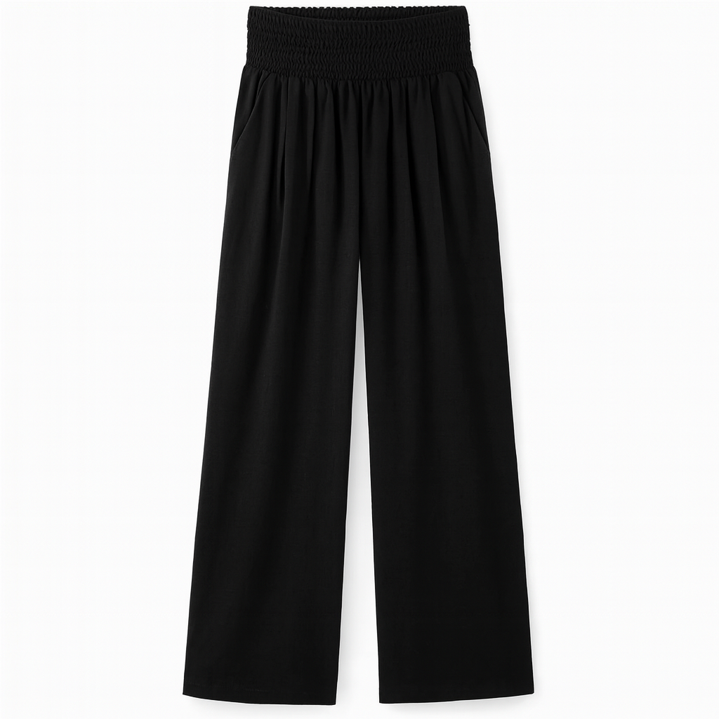 Pantalon large femme d'été en tissu léger, taille élastique et coupe ample
