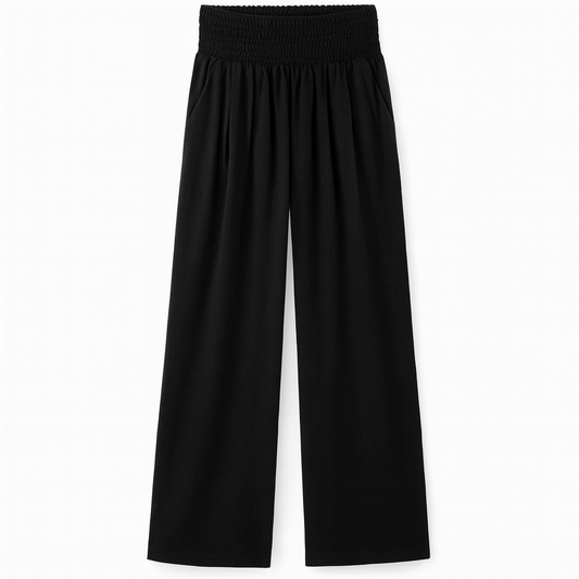Pantalon large femme d'été en tissu léger, taille élastique et coupe ample