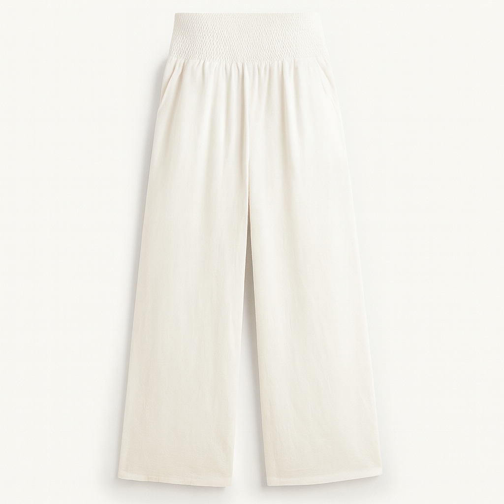 Pantalon large femme d'été en tissu léger, taille élastique et coupe ample