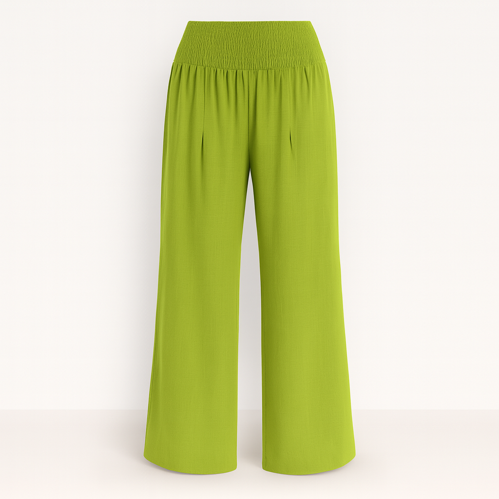 Pantalon large femme d'été en tissu léger, taille élastique et coupe ample