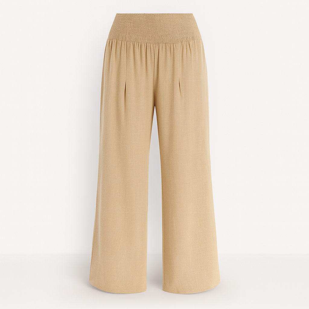 Pantalon large femme d'été en tissu léger, taille élastique et coupe ample