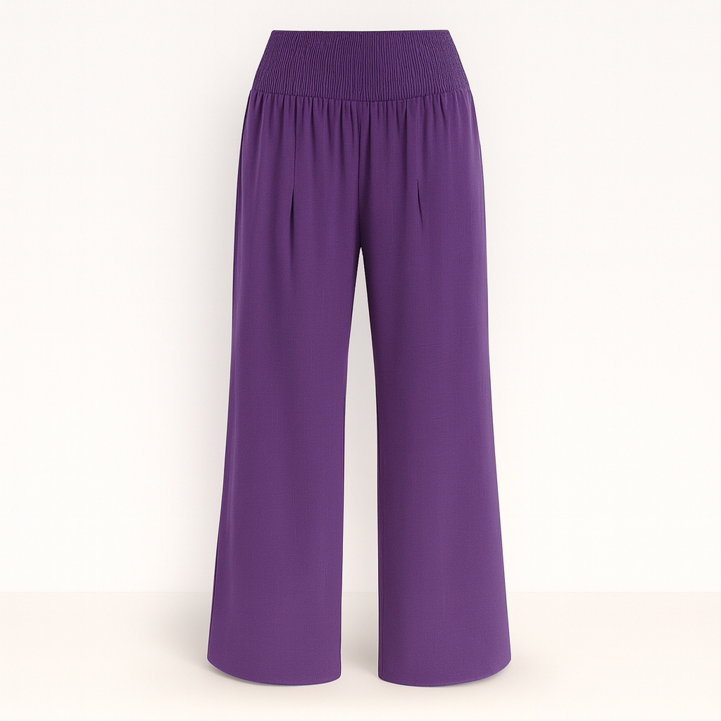 Pantalon large femme d'été en tissu léger, taille élastique et coupe ample