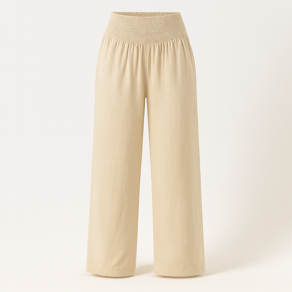 Pantalon large femme d'été en tissu léger, taille élastique et coupe ample