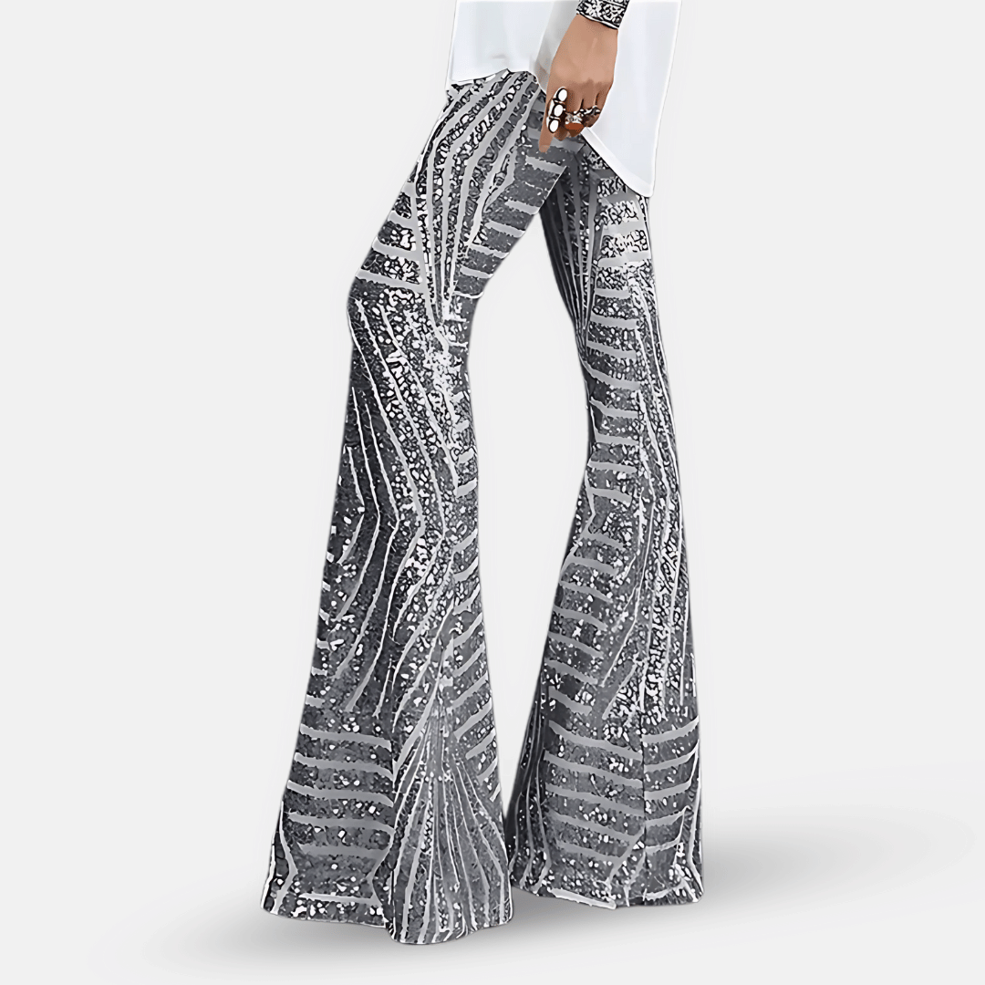 Pantalon patte d'eph scintillant à paillettes pour femme