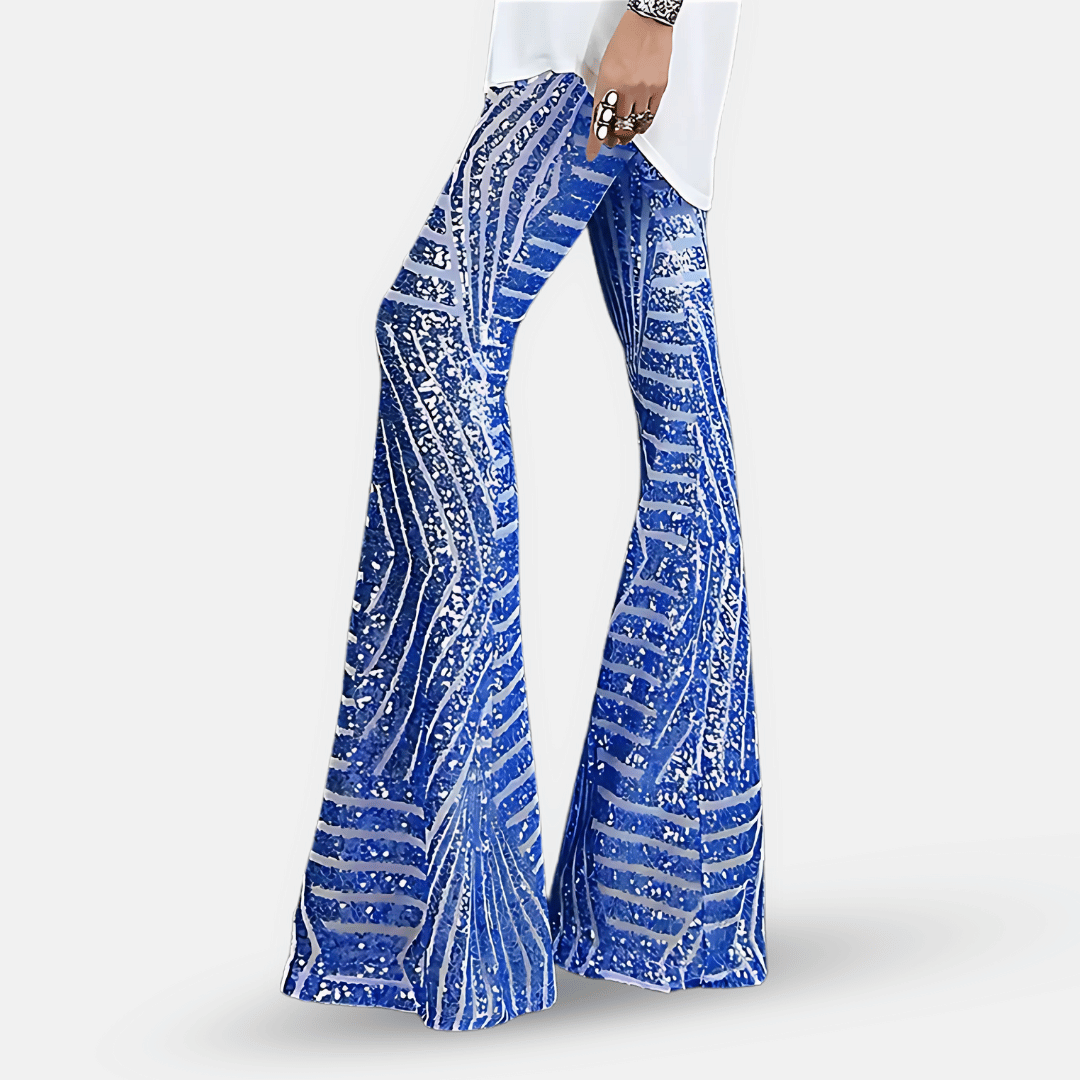 Pantalon patte d'eph scintillant à paillettes pour femme