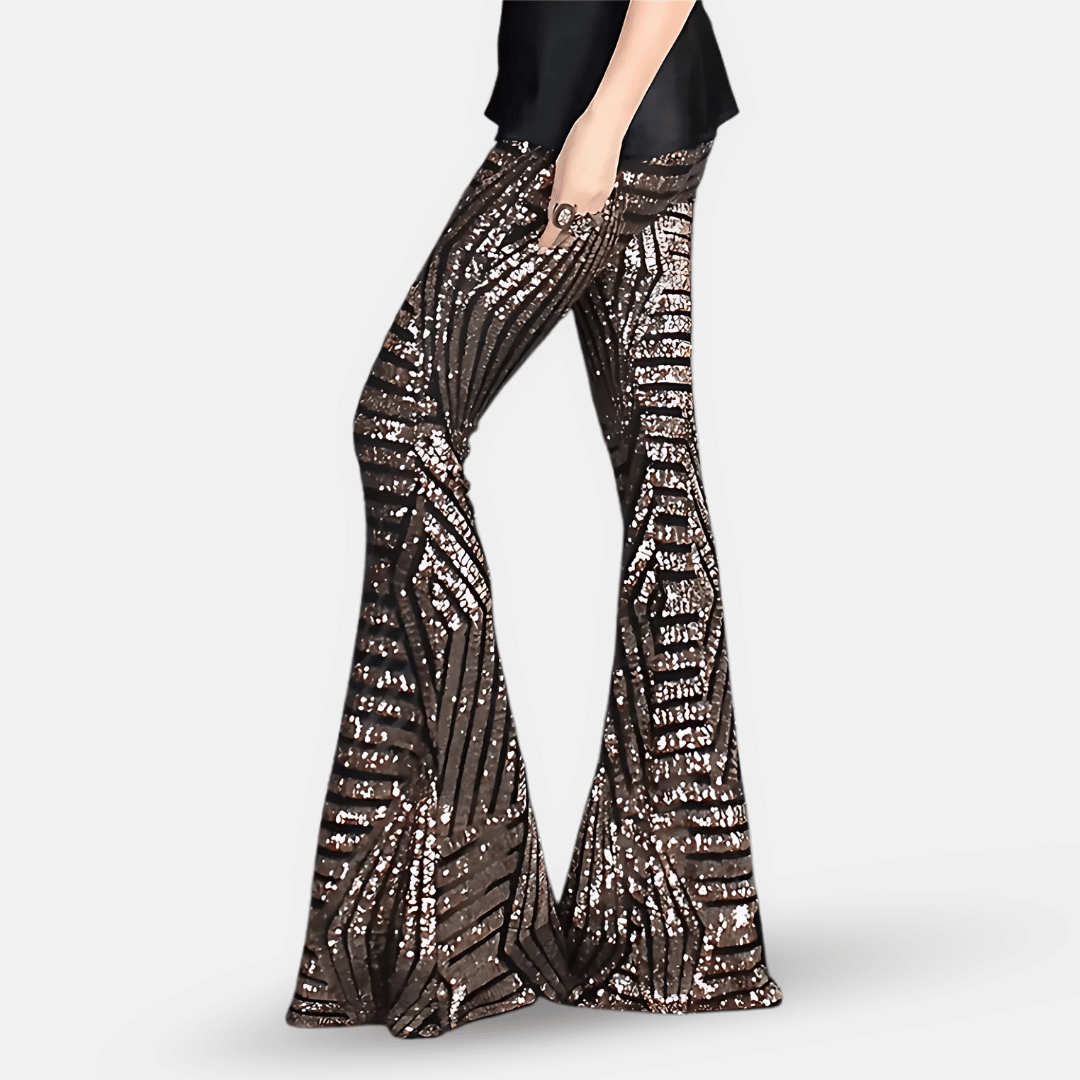 Pantalon patte d'eph scintillant à paillettes pour femme