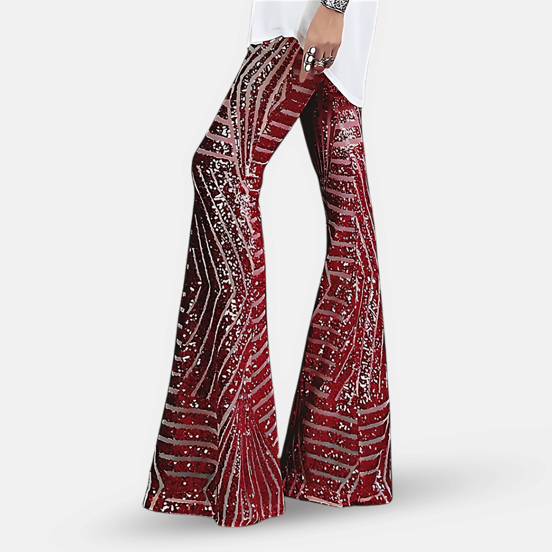 Pantalon patte d'eph scintillant à paillettes pour femme