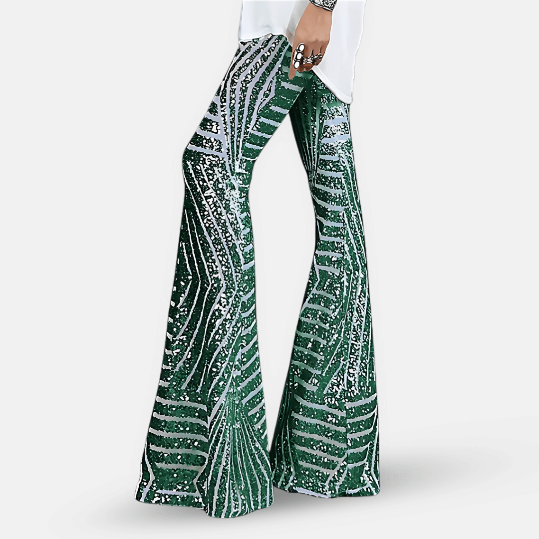Pantalon patte d'eph scintillant à paillettes pour femme