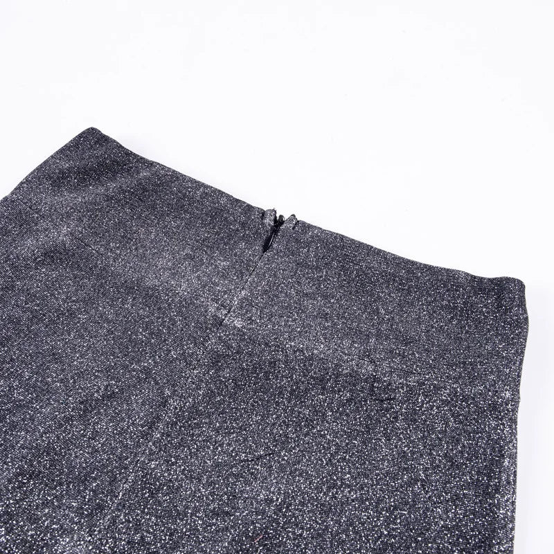 Pantalon scintillant élégant à taille haute avec détails pailletés pour femme