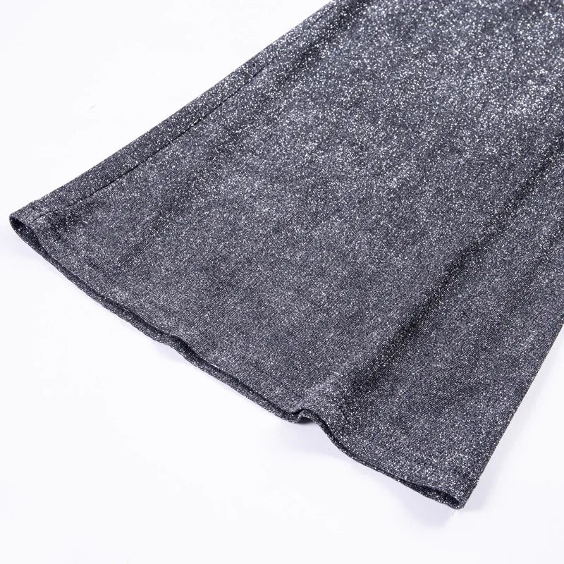 Pantalon scintillant élégant à taille haute avec détails pailletés pour femme
