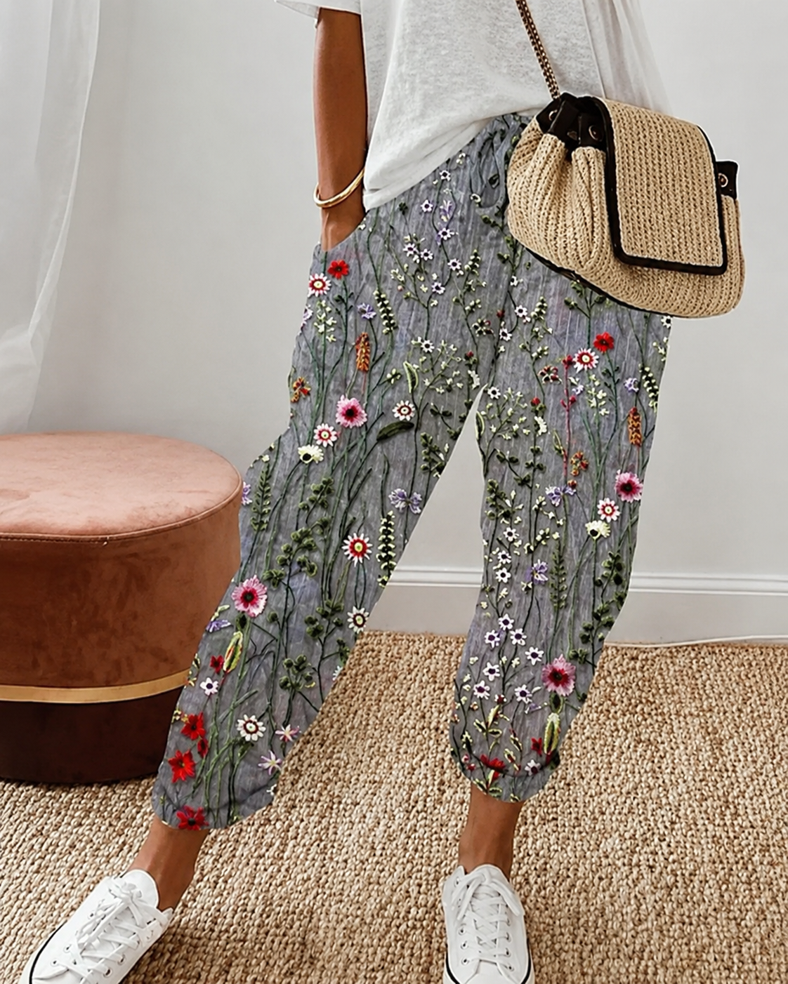 Pantalon style lin élégant coupe légère