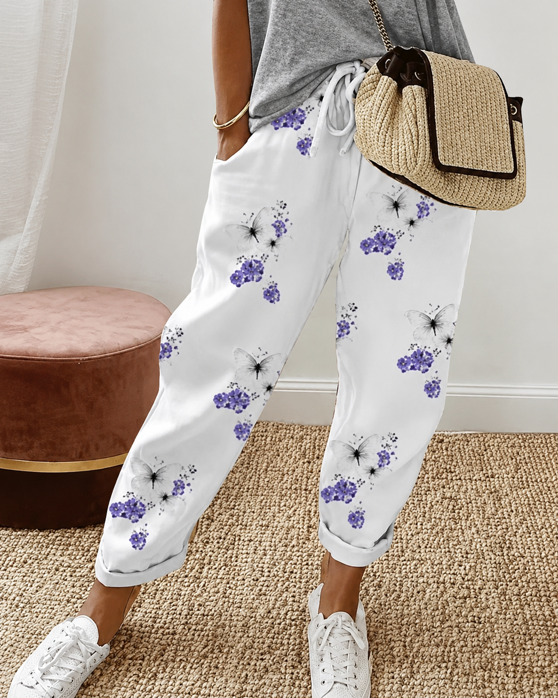 Pantalon style lin élégant coupe légère
