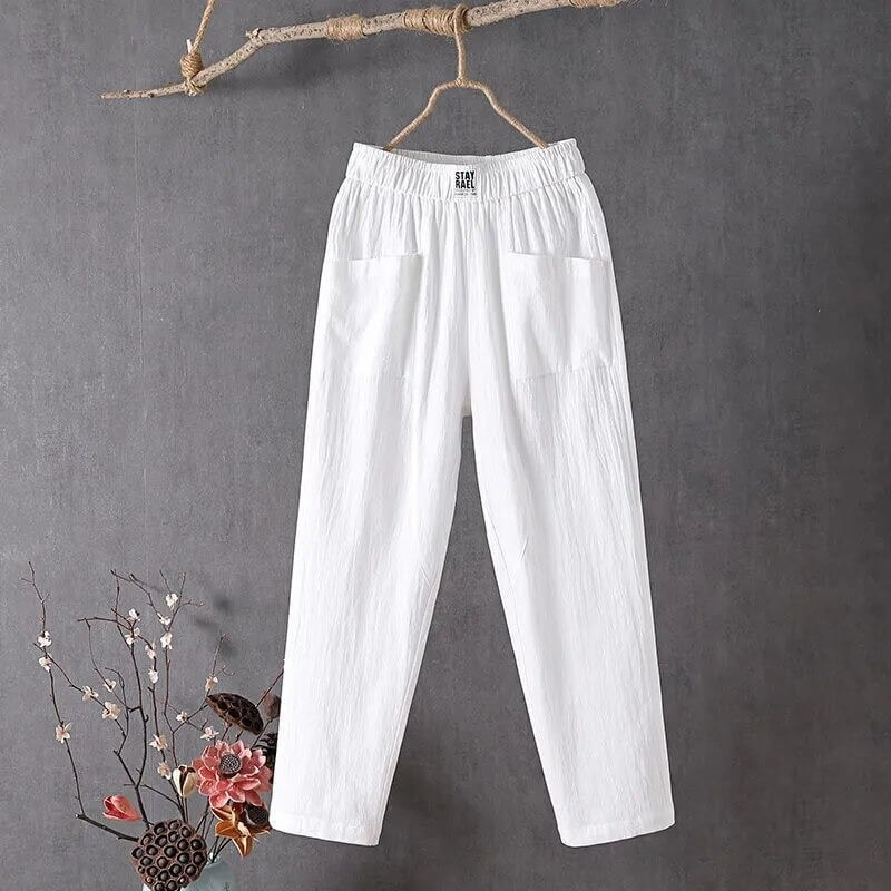 Pantalon taille haute coupe large