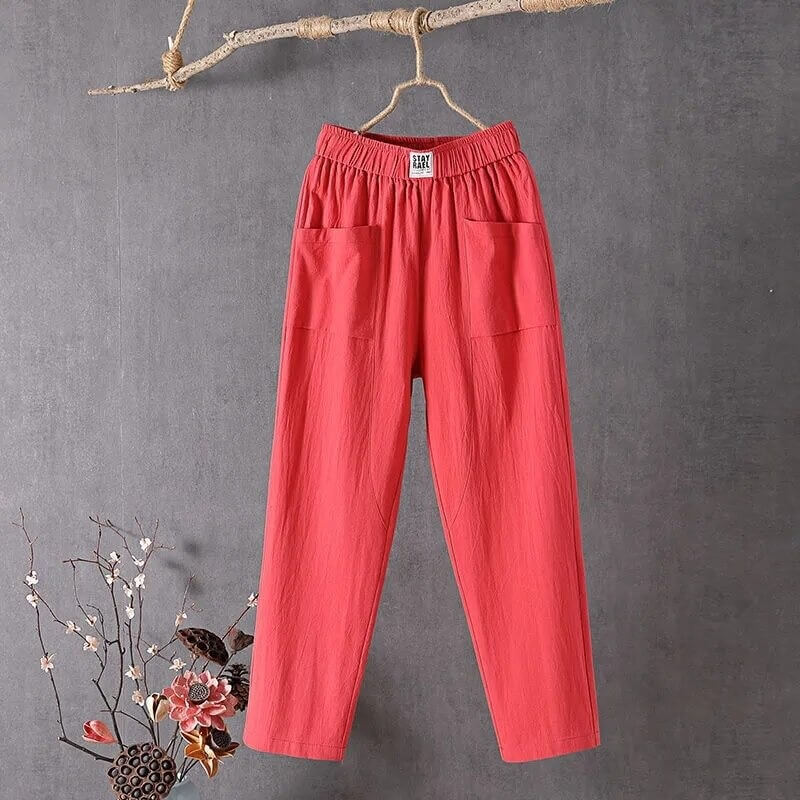 Pantalon taille haute coupe large