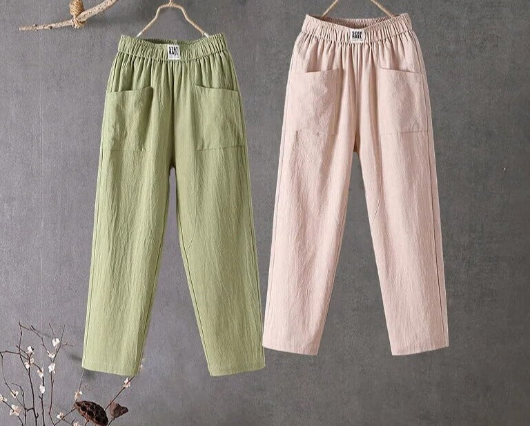 Pantalon taille haute coupe large