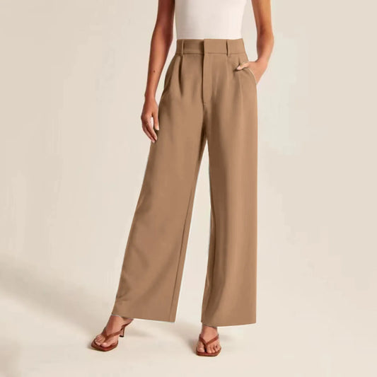 Pantalon taille haute et jambes larges pour femme