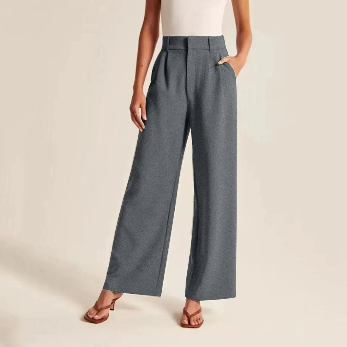 Pantalon taille haute et jambes larges pour femme