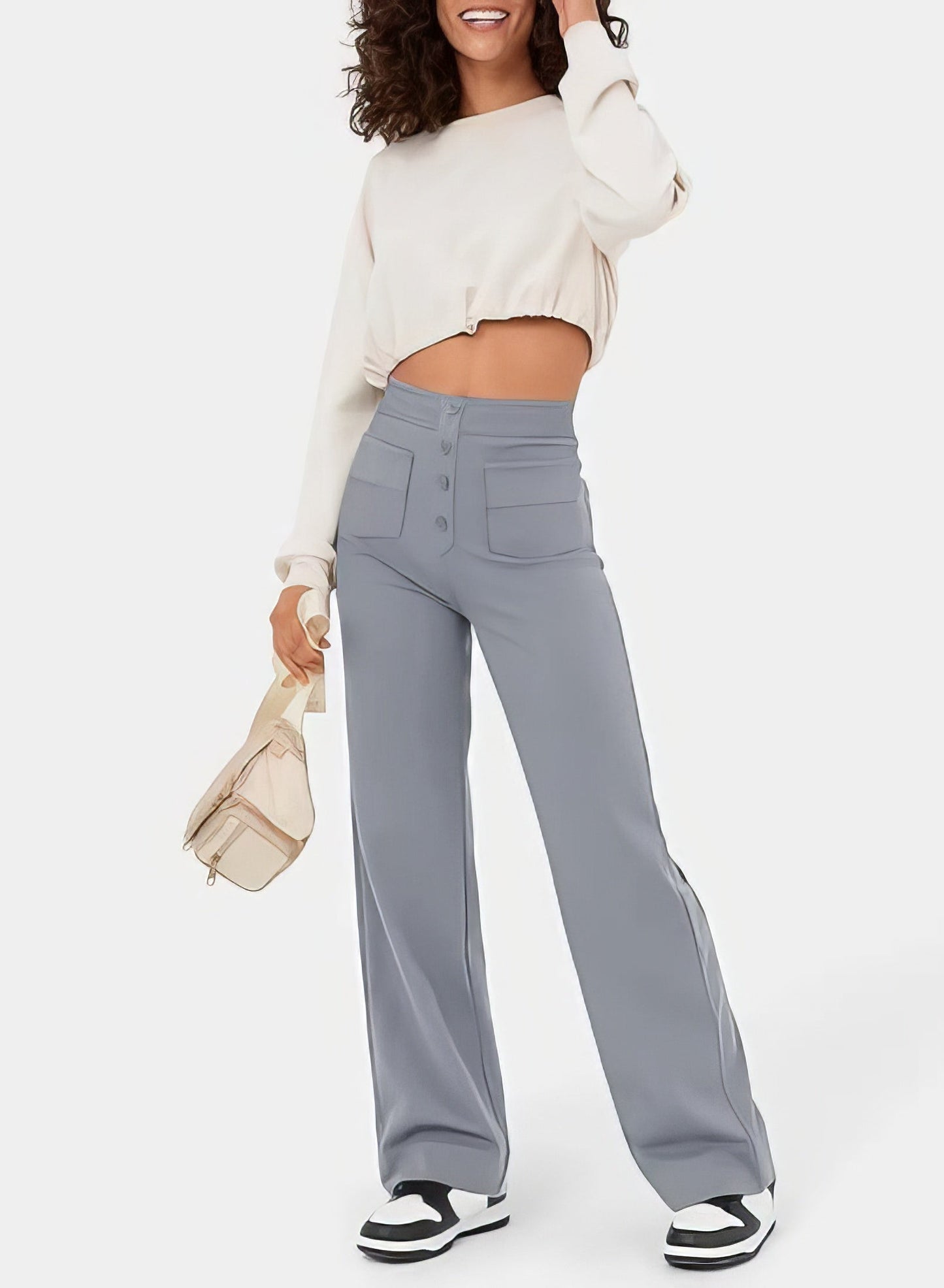 Pantalon taille haute pour femme