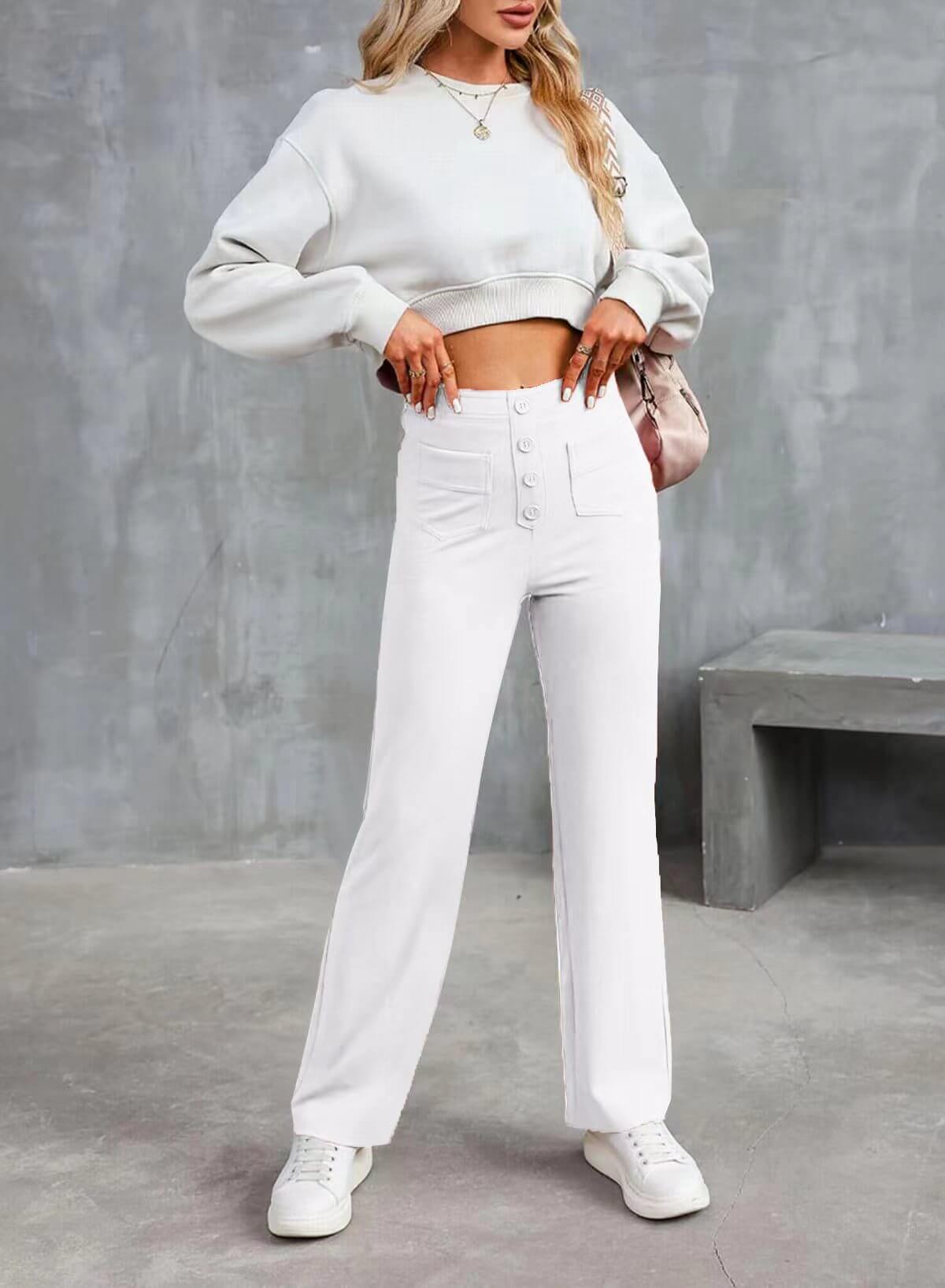 Pantalon taille haute pour femme