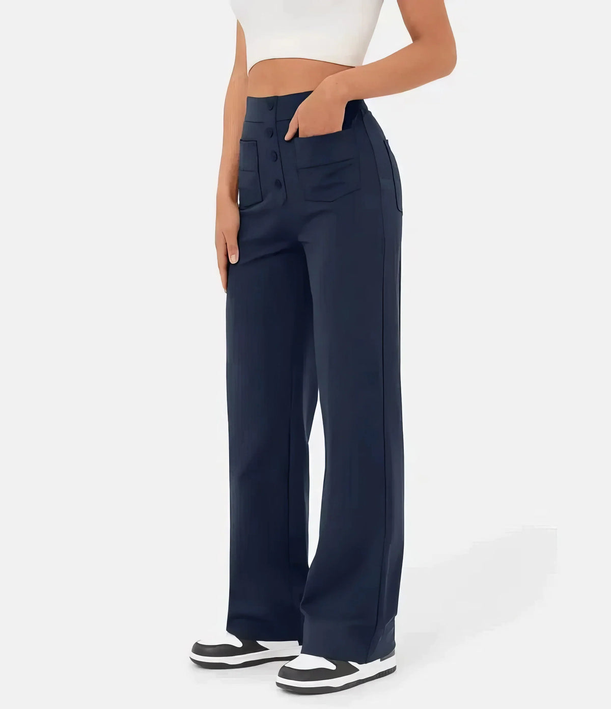Pantalon taille haute pour femme