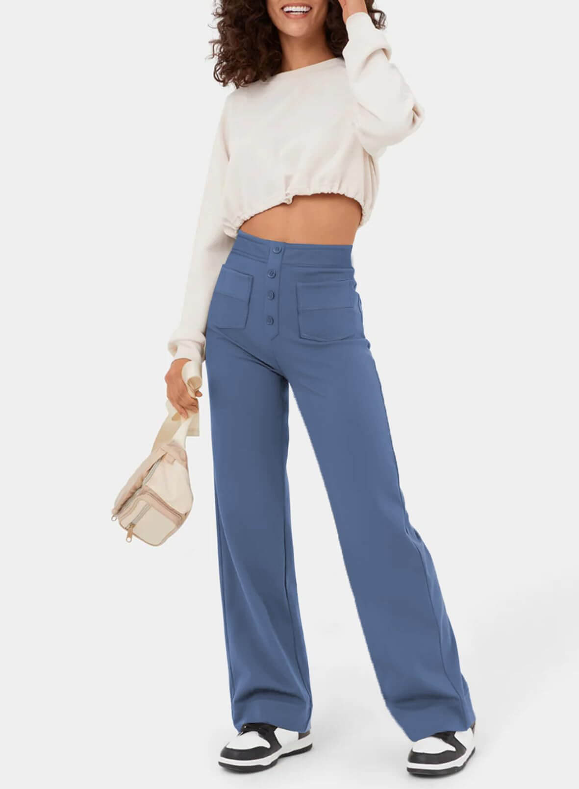 Pantalon taille haute pour femme