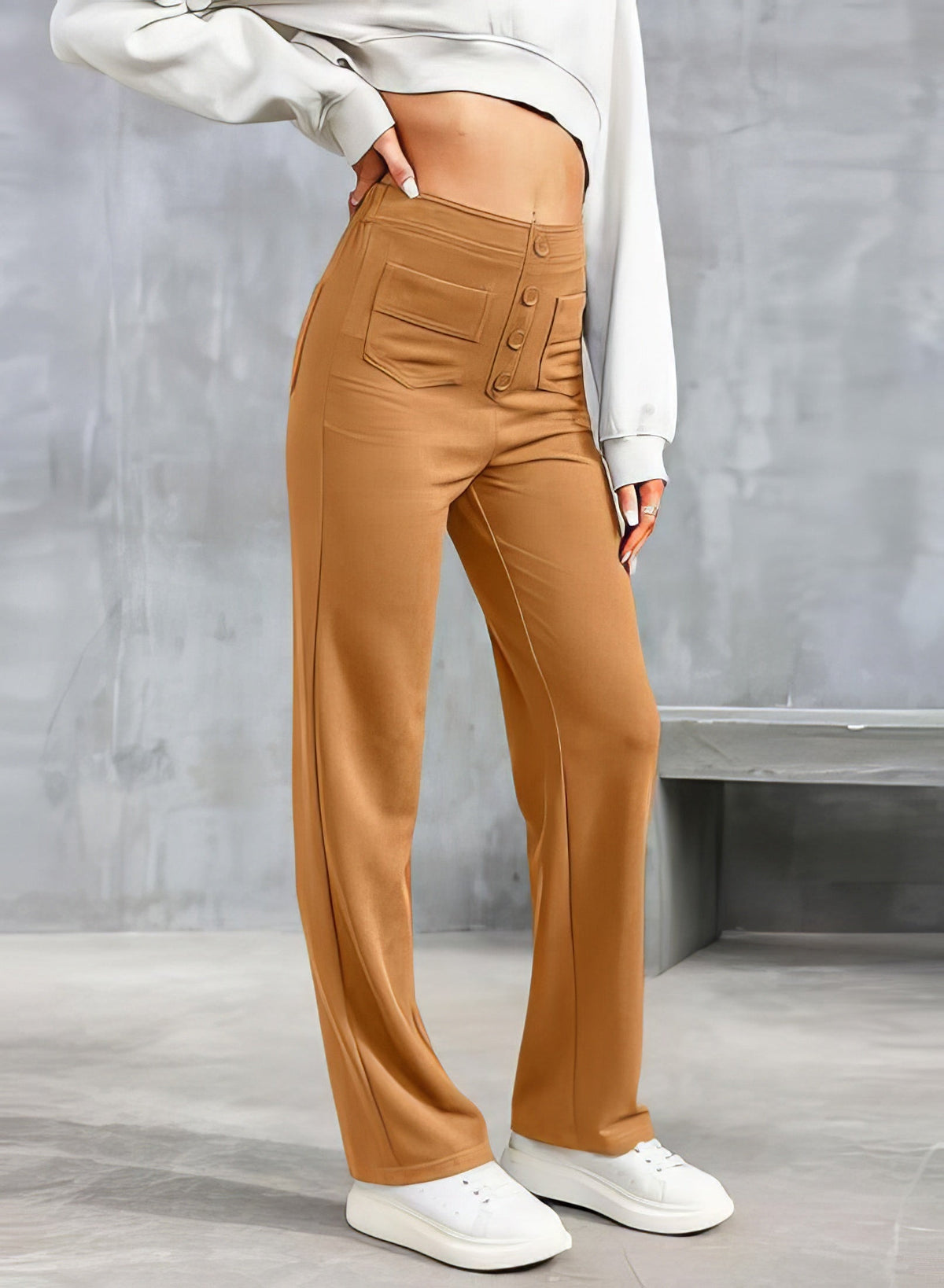 Pantalon taille haute pour femme